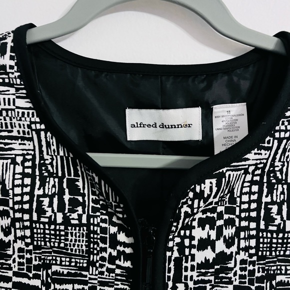 Alfred Dunner Black and White Full Zip Jacket Size 18 - Picture 4 of 4